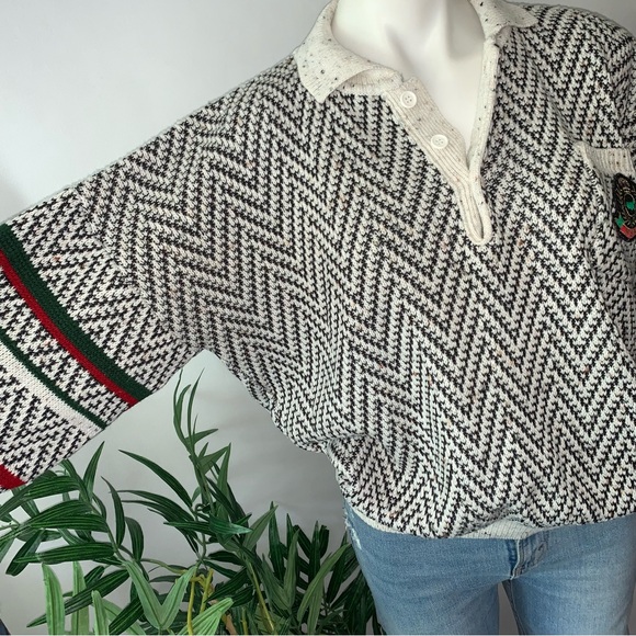 v i n t a g e :: Slouchy Chevron Grandpa Knit Sweater - Picture 3 of 12